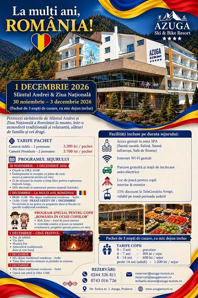 Ofertă cazare 1 Decembrie la Azuga Ski & Bike Resort