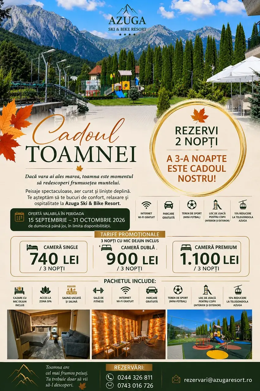 Oferta de Toamnă 2026 Azuga Ski & Bike Resort - Valea Prahovei